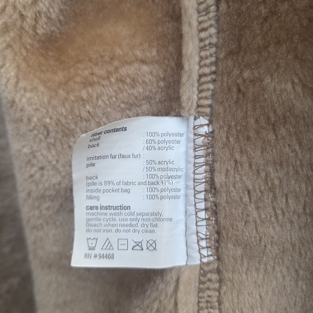 Vintage Y2K Esprit Faux Suede Shearling Coat Women's XL  Jacket NWOT 2000s - Picture 8 of 12